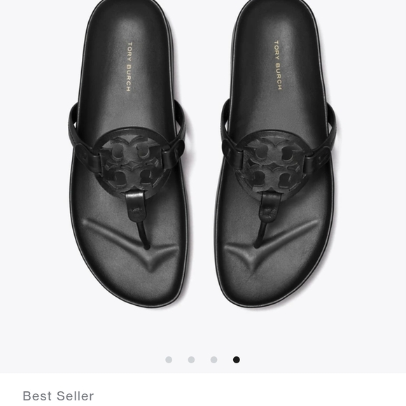 Tory Burch Black Sandals Minimalist Slide Design - Picture 3 of 3
